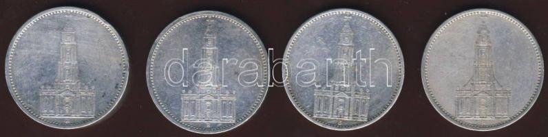 Német 3.Birodalom 1934. 5M Ag Garnisonskirche" (4x) T:2/3