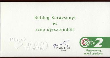 2000 Pintér Dezső TV 2 elnök aláírása üdvözlőlapon