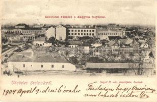 1904 Szolnok, Szolnoki részlet a Zagyva folyóval, híd. Szigeti H. fényképész kiadása (EK)