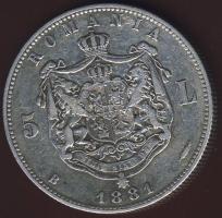 Románia 1881B. 5L Ag T:3+ ph.