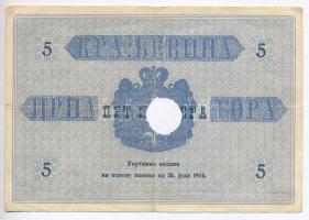 Montenegró 1914. 5P érvénytelenítve T:III
Montenegro 1914. 5 Perpera cancelled C:F
Krause 9
