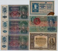1913-1920. 6db-os vegyes korona bankjegy tétel T:III,III-
