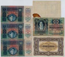 1913-1920. 6db-os vegyes korona bankjegy tétel T:III,III-