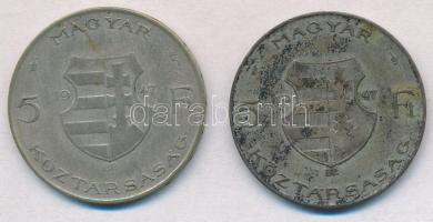 1947. 5Ft Ag "Kossuth" (2x) T:2-,3 patina