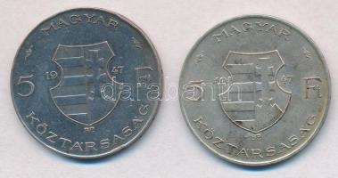 1947. 5Ft Ag "Kossuth" (2x) T:2- patina