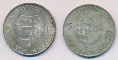 1947. 5Ft Ag "Kossuth" (2x) T:2,2- patina