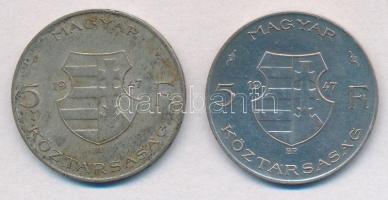1947. 5Ft Ag "Kossuth" (2x) T:2- patina