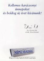 2000 Eötvös Pél Népszabadság főszerkesztő aláírása üdvözlőlapon