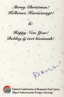 1999 Wittich Tamás MSZOSZ elnök aláírása üdvözlőlapon