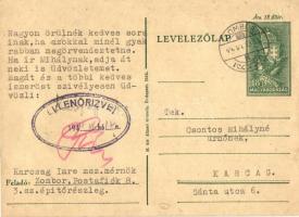 1944 Karczag Imre zsidó KMSZ (közérdekű munkaszolgálatos) mérnök levele a zombori munkatáborból / WWII Letter of a Jewish labor serviceman engineer from the labor camp of Sombor. Judaica + 18f Ga. (EK)