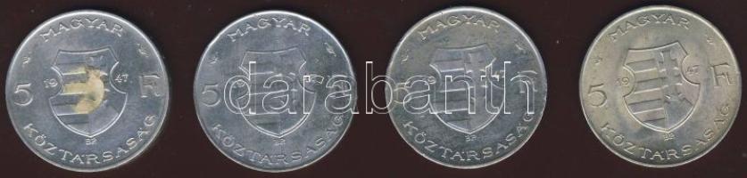 1947. 5Ft Ag (4x) "Kossuth" T:2,2/3 ph.