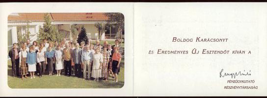 2000 LEngyel László a Pénzügykutató elnőkének aláírása üdvözlőlapon