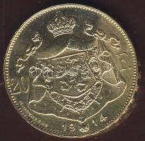 Belgium 1914. 20Fr Au 6,4516g flamand variáns A pozíció T:2+/2