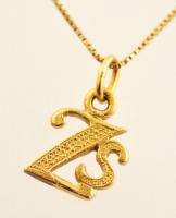 Arany (Au) 14K nyaklánc, "ZS" függővel, jelzett, h: 46 cm, nettó: 1,8 g