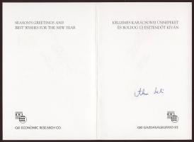 1999 Akar László a GKI elnökének aláírása üdvözlőlapon