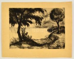 Iván Szilárd (1912-1988): Balaton. Rézkarc, papír, jelzett, 29×39 cm