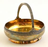 Ezüst(Ag) cukorka kínáló, jelzett, d: 10 cm, m: 3 cm, nettó: 157 g