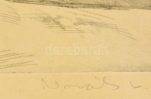 Novák Lajos (1927-1989): Jéghordás. Rézkarc, papír, jelzett, 29×39 cm