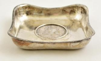Ezüst(Ag) ékszeres tálka, Mária Terézia érmével, jelzett, 10x10 cm, nettó: 84 g