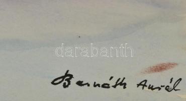 Bernáth jelzéssel: Kilátás a túlpartra. Akvarell, papír, 26×36 cm