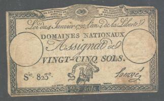 Franciaország 1792.(1.kiadás) 25Sol "Assignat" T:II