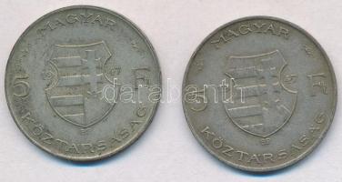 1947. 5Ft Ag "Kossuth" (2x) T:2-,3 patina