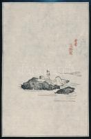 cca 1900-1950 Olvasó, kínai fametszet, 21×14 cm