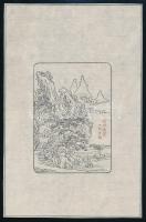 cca 1900-1950 Tájkép, kínai fametszet, 21×14 cm