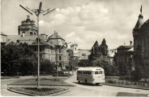 10 db MODERN magyar városképes lap autóbuszokkal / 10 modern Hungarian town-view postcards with auto...