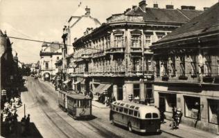 10 db MODERN magyar városképes lap autóbuszokkal / 10 modern Hungarian town-view postcards with auto...