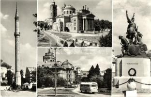 10 db MODERN magyar városképes lap autóbuszokkal / 10 modern Hungarian town-view postcards with auto...