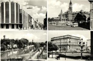 10 db MODERN magyar városképes lap autóbuszokkal / 10 modern Hungarian town-view postcards with auto...