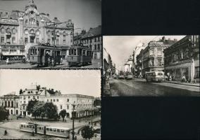 10 db MODERN magyar városképes lap villamosokkal / 10 modern Hungarian town-view postcards with trams