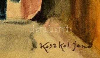 Koszkol jelzéssel: Utca részlet. Akvarell, papír, 43×31 cm