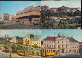 10 db MODERN magyar városképes lap villamosokkal / 10 modern Hungarian town-view postcards with tram