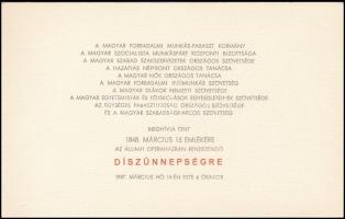 1957 Meghívó a forradalom leverését követő első március 15-i megemlékezés operaházi ünnepségére