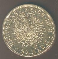 Német Császárság/Bajorország 1878D 20M Au 7,965g T:2-/3 R! Csak 50000db!