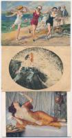 3 db RÉGI hölgy motívumlap / 3 pre-1945 lady motive postcards