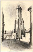 Budapest - 3 db modern rézkarc képeslap, 1 kihajtható / 3 modern etching postcards (1 folding card)