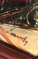 Domanovszky jelzéssel: Nyomdagépek. Akvarell, papír, üvegezett keretben, 28×35 cm