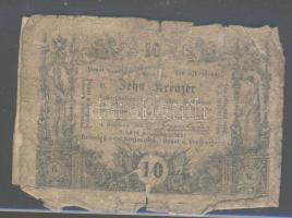 1860. 10Kr korabeli érdekes javítással hátoldalra okiratkivágás ragasztva 2db okmánybélyeggel T:javí...