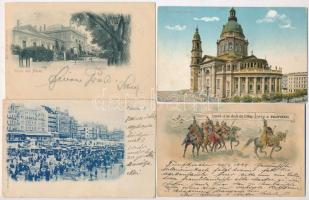 5 db RÉGI képeslap; Budapest, Meran, Ostend, hölgy, Árpád vezér / 5 pre-1916 postcards; Budapest, Merano, Ostende, lady, litho art postcard