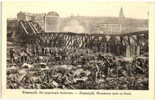 Przemysl. Die gesprengte Sanbrücke / Wysadzony most na Sanie / WWI San river bridge blown up by K.u.K. soldiers while retreating from Russians