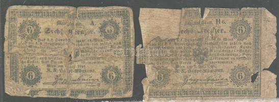 1848. 6Kr(2x) mindkettő érdekes, korabeli javítással(papírpótlás!) T:IV