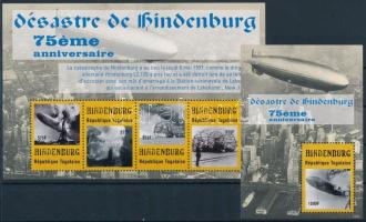 75th anniversary of the Hindenburg airship's disaster minisheet + block, A Hindenburg léghajó katasztrófájának 75. évfordulója kisív  + blokk