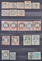 Magyar okmánybélyeg gyűjtemény az 1800-as évek végétől, 460 db nagyrészt különböző, közte kivágások ...