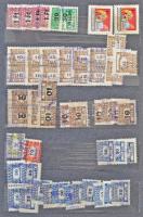 Városi okmánybélyegek, számlailleték bélyegek 6 lapos közepes berakóban, hozzá kenyércimkék, belépőj...