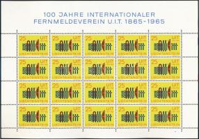 100 éves a Nemzetközi Távközlési Unió (ITU) kisív, 100th anniversary of International Telecommunication Union (ITU) minisheet