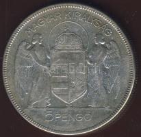 1930. 5P Ag "Horthy jobbra" T:3