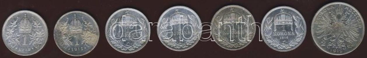 1916. 1K Ag (4x) + Ausztria 1912. 1K Ag (1x) + 1915. 1K Ag (1x) + 1912. 2K Ag (1x) T:1,1/2,2